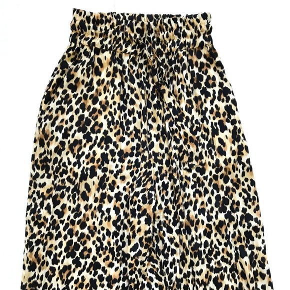 Suzie Winkle Tilio Trousers Pants Womens 34 XS Black Tan Leopard Print Wide Leg - Picture 5 of 12